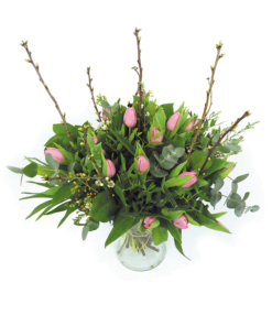 Duoplant - Tulpen roze in boeket met Kersebloesem