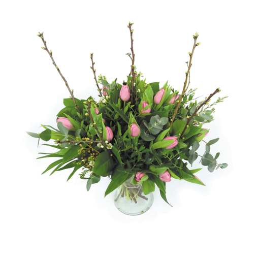Duoplant - Tulpen roze in boeket met Kersebloesem
