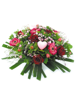 Valentijnsboeket roze met rood