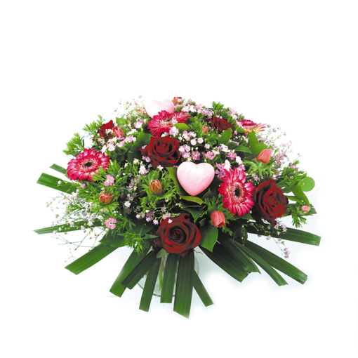 Valentijnsboeket roze met rood