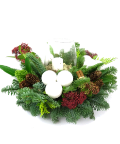Duoplant - Kerststuk Round Christmas white