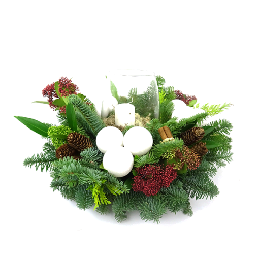 Duoplant - Kerststuk Round Christmas white