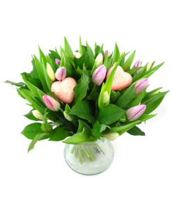 Pastel kleurig tulpenboeket