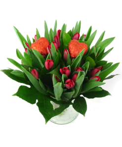 Valentijnsboeket met Tulpen rood